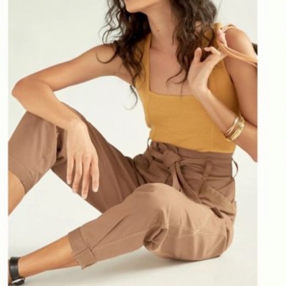 Anthropologie Ellie Utility Embroidered Trouser pants high waisted - Picture 5 of 16